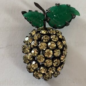 Vintage Signed Schreiner New York Rhinestones Berry Brooch Pin.